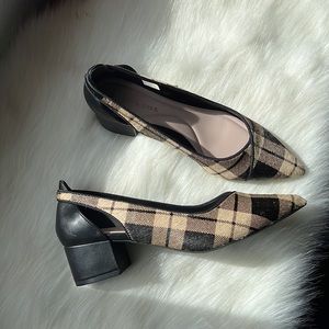 Preston & York Tabitha plaid calf hair pumps